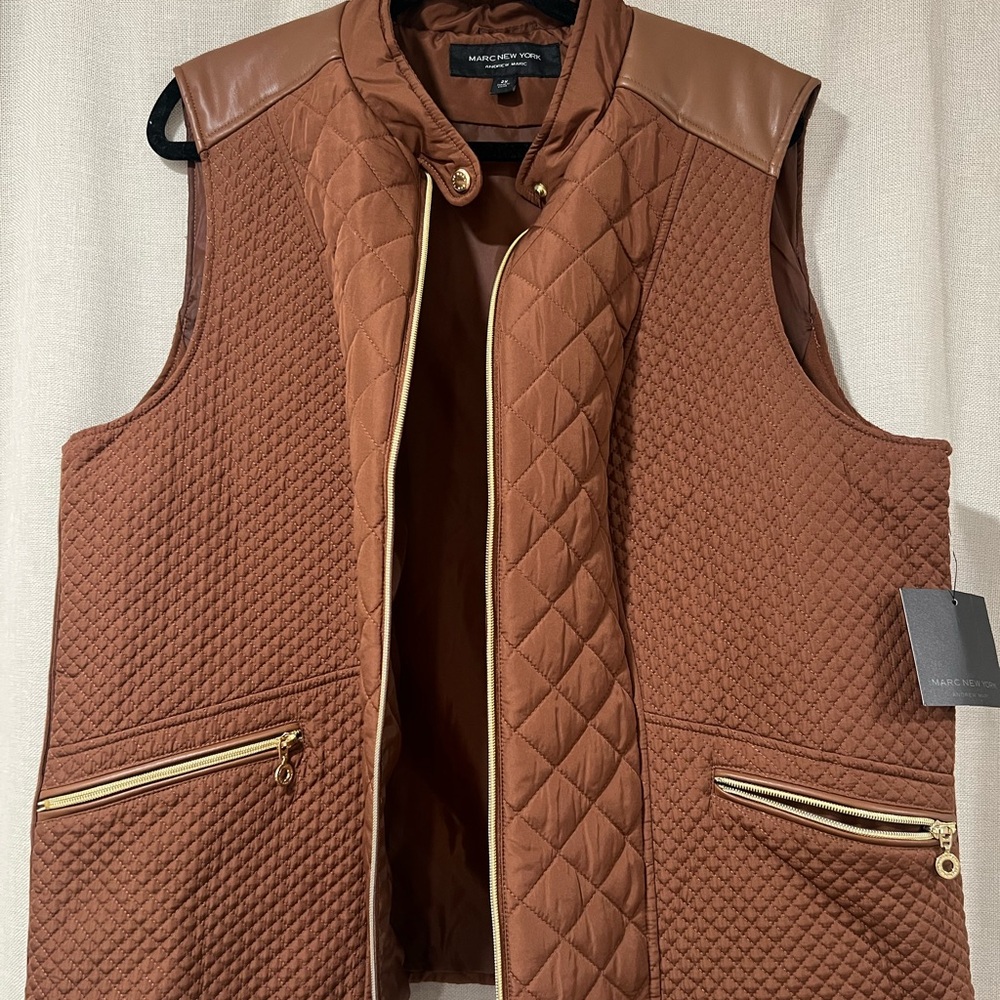 Plus Size Marc New York Brown Quilted Vest ( 2x)